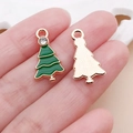 Ciondolo albero di Natale in lega con smalto verde e strass per gioielli fai-da-te - Ciondolo Albero di Natale con Strass in Smalto (9903)