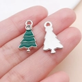 Colgante de árbol de Navidad en esmalte verde con cristal y reverso de metal plateado - Estilo de Árbol de Navidad Verde con Strass (21864)