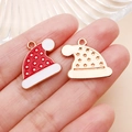 Colgantes de gorro navideño para joyería DIY con esmalte rojo y detalles dorados - Gorro de Navidad Rojo (14179)