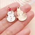 Colgante de muñeco de nieve navideño de aleación con gorro rojo para creación de joyería DIY - Muñeco de Nieve de Navidad Rojo y Blanco (25464)