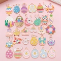 Colorful Easter enamel charms set with rabbit and egg designs for DIY jewelry making - Enamel Easter Bunny Egg Series (SN1605)