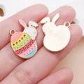 Detailed macro view of colorful enamel Easter bunny alloy pendants for DIY jewelry making - Colorful Easter Bunny Egg (25145)