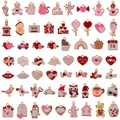 Mix of 60 pink enamel Valentine heart charms for DIY jewelry making and earrings - Mixed Enamel Valentine Series (SN1607) / 60Pcs Set