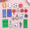 DIY colorful sports enamel charms featuring baseball, basketball, and tennis court designs - Sports Series 20 Piece Set