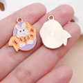 Detail of Easter bunny charms with purple enamel and gold-plated metal backing for DIY - Purple Easter Bunny Egg (25141)