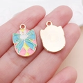 Detail of colorful Easter bunny charms with enamel finish and sunburst gold metal back - Lake Blue Easter Bow Egg (25137)
