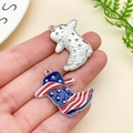 Macro detail of USA flag enamel cowboy boot pendants for jewelry making - Silver Blue Boots (23534)