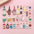 21 pieces of colorful enamel drink charms and pendants for DIY jewelry making - Enamel Food Beer Wine Drink Baby Bottle 25 Models Set (SN1557)