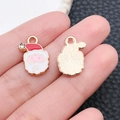Christmas Santa Claus enamel pendant with red hat and rhinestone for DIY jewelry making - Enamel Red Hat Rhinestone Santa Head (8860)