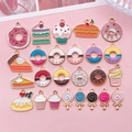 Assorted colorful enamel donut and cake alloy charms for DIY jewelry making and crafts - Enamel Food Donut Cake Lollipop 25 Models Set (SN1558)
