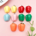 Colorful resin bell pepper pendants for DIY keychains and phone straps, pack of 10 - Mixed Color Set (SN1470)