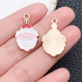 Christmas Santa Claus alloy drip oil charm with gold plating and rhinestone for DIY jewelry - Enamel Red and White Rhinestone Santa Head (8865)