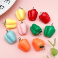 Colorful resin pepper pendants for DIY keychains and phone charms in assorted vibrant colors - 10 Resin Bell Pepper Mix Styles (SN1470) / 10 Pieces Pack