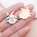 Emaille kerst sneeuwpop en boom hanger voor doe-het-zelf sieraden maken - Witte Sneeuwpop / 25x23mm