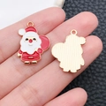 Christmas Santa Claus enamel charm with gold-plated back for DIY jewelry making - Enamel Red and White Christmas Santa (9902)