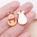 Ciondoli natalizi in lega a forma di renna e pupazzo di neve con sciarpe rosse a pois - Pupazzo di Neve Renna Giallo Smalto / 20x11mm