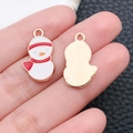 Christmas snowman enamel charms in white and red with gold metal plating for DIY - Drip Oil Red Scarf Christmas Snowman (9904)