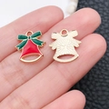 Christmas bell charm with red oil drop finish and golden sunburst pattern back - Red Drip Oil Zinc Alloy Christmas Bell (10918)