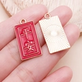 Détail du pendentif émaillé rouge Pingan et relief soleil doré pour bijoux DIY - Paix - Rouge (18458)