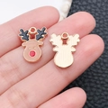 Christmas reindeer enamel alloy charms in brown and gold for DIY bracelet making - Brown Drip Oil Zinc Alloy Christmas Deer Head (10919)