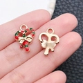 Christmas candy cane pendant with red green enamel and gold plated back for DIY jewelry - Red Green Drip Oil Zinc Alloy Christmas Candy Cane (10920)