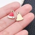 Christmas alloy bell charm with red and white enamel and sparkling rhinestone - Red Drip Oil Zinc Alloy Christmas Hat or Bell (10922)