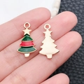 Christmas tree alloy enamel pendant charm for DIY jewelry bracelets and keychains - Red Green Drip Oil Zinc Alloy Christmas Tree (10923)
