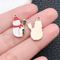 Christmas snowman alloy enamel pendant for DIY bracelets and keychains with gold finish - White Drip Oil Zinc Alloy Christmas Snowman (10925)