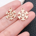 DIY rose gold snowflake charms with clear rhinestones for jewelry making accessories - KC Gold Drip Oil Zinc Alloy Rhinestone Christmas Snowflake (10926)