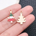Christmas tree alloy pendant with colorful drip oil finish and gold metallic back detail - KC Gold Drip Oil Zinc Alloy Christmas Tree (12260)