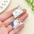 Zinc alloy USA flag charm with eagle design and oil drip finish for DIY jewelry making - Silver White Flag Eagle (23531)
