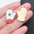 Christmas snowman elk gloves alloy pendants with green snowflake and red wavy edge - White Drip Oil Zinc Alloy Christmas Glove (12262)