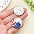 DIY charm pendants with American eagle and star patterns in enamel and silver metal - Silver White Round Eagle (23532)