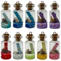 Set de 10 mini botellas de deseos de vidrio con tapones de corcho y rellenos de resina - Multicolor