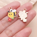 Macro shot of cute enamel bee charm for DIY jewelry making with gold-tone back texture - Yellow Enamel Insect Flower Bouquet Bee (25158)