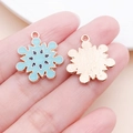 Schneeflocken-Anhänger mit blauer Emaille und Roségold-Finish für DIY-Schmuckherstellung - Seeblau Weihnachts-Schneeflocke (14175)