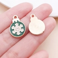 Goldene Weihnachts-Schneeflocken-Anhänger in Dunkelgrün für DIY-Schmuckherstellung - Grün Weiße Runde Weihnachts-Schneeflocke (14199)