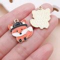 DIY cartoon fox alloy pendant charm with orange enamel finish and gold plating - Orange Drip Oil Thanksgiving Hat Fox Charm (25050) / 23x20x1mm