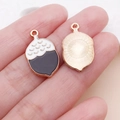 Enamel acorn charms in white and grey with rose gold textured metal backings - Black-Brown Drip Oil Pine Cone Charm (25054) / 22x13x1mm