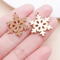 Weihnachtlicher Schneeflocken-Anhänger aus Goldlegierung mit braunem Glitzer - Gelbe Glitzer Weihnachts-Schneeflocke (24963)