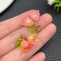 Sweet lily of the valley acrylic pendant with orange gradient petals and green leaves - Pink Orange (23258)