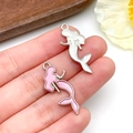 Ciondoli a sirena in smalto rosa e argento per la creazione di gioielli fai da te - Sirena Smaltata Rosa Viola (23521)