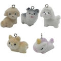 Mini colorful flocked resin puppy and unicorn charms with silver metal rings for DIY jewelry - Unicorn Dog Set (SN1216)