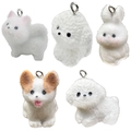 Five cute flocked animal pendants including corgi and rabbit for DIY jewelry making - Multicolor