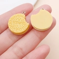 Realistic resin biscuit pendant with BISCUITS engraving and bite mark detail - Letter Biscuit Sandwich Cookie (23821)