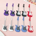 Set of 10 colorful acrylic electric guitar pendants in 5 vibrant colors for DIY crafts - Musical Guitar Mixed Styles (SN1463)