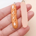 3D resin baguette charm with cream accent and metal loop for DIY accessories - Baguette (24641)