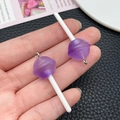 DIY purple resin lollipop pendant with subtle glitter and silver ring for jewelry - Transparent Purple