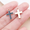 DIY Anhänger Kreuz Roségold mit schwarzer Emaille für individuellen Schmuck - Schwarzes Emaille Zinklegierung Kreuz (11908)