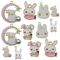 Cartoon Easter bunny charms set with enamel coating and faux pearls for DIY jewelry - Enamel Easter Rabbit Set (SN789)